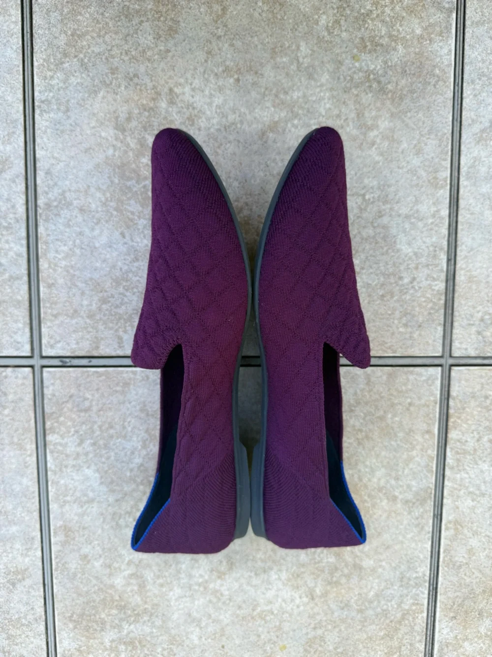 Rothy's The Almond Loafer in Quilted Plum. - Picture 9 of 12